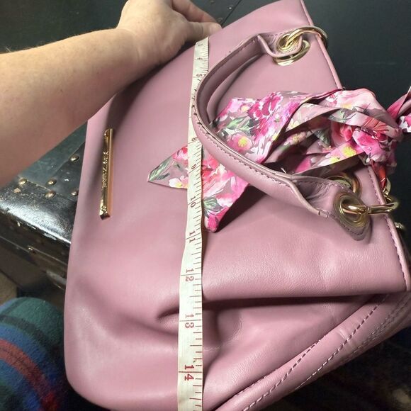 Betsey Johnson Gigi Mauve Vegan Leather Triple Entry Satchel Scarf Shoulder Bag - Picture 5 of 7